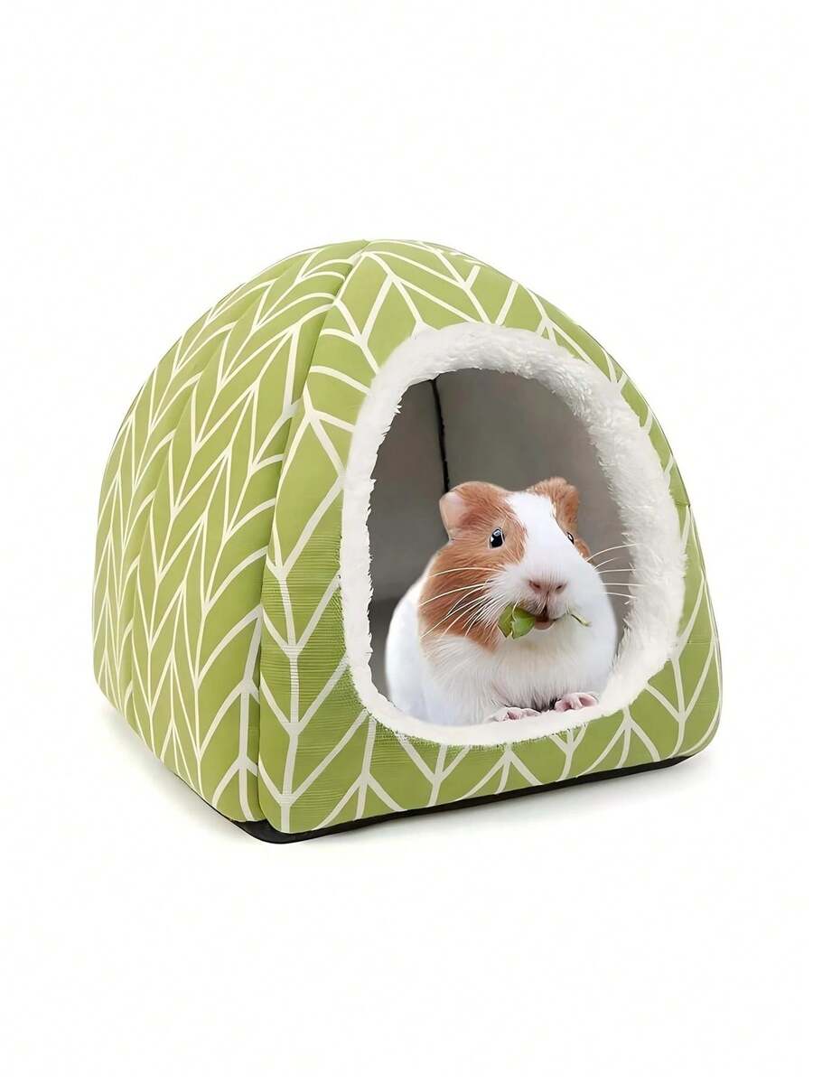 Pink strawberry pattern hamster bed hideaway nest made of soft polyester for small pets.