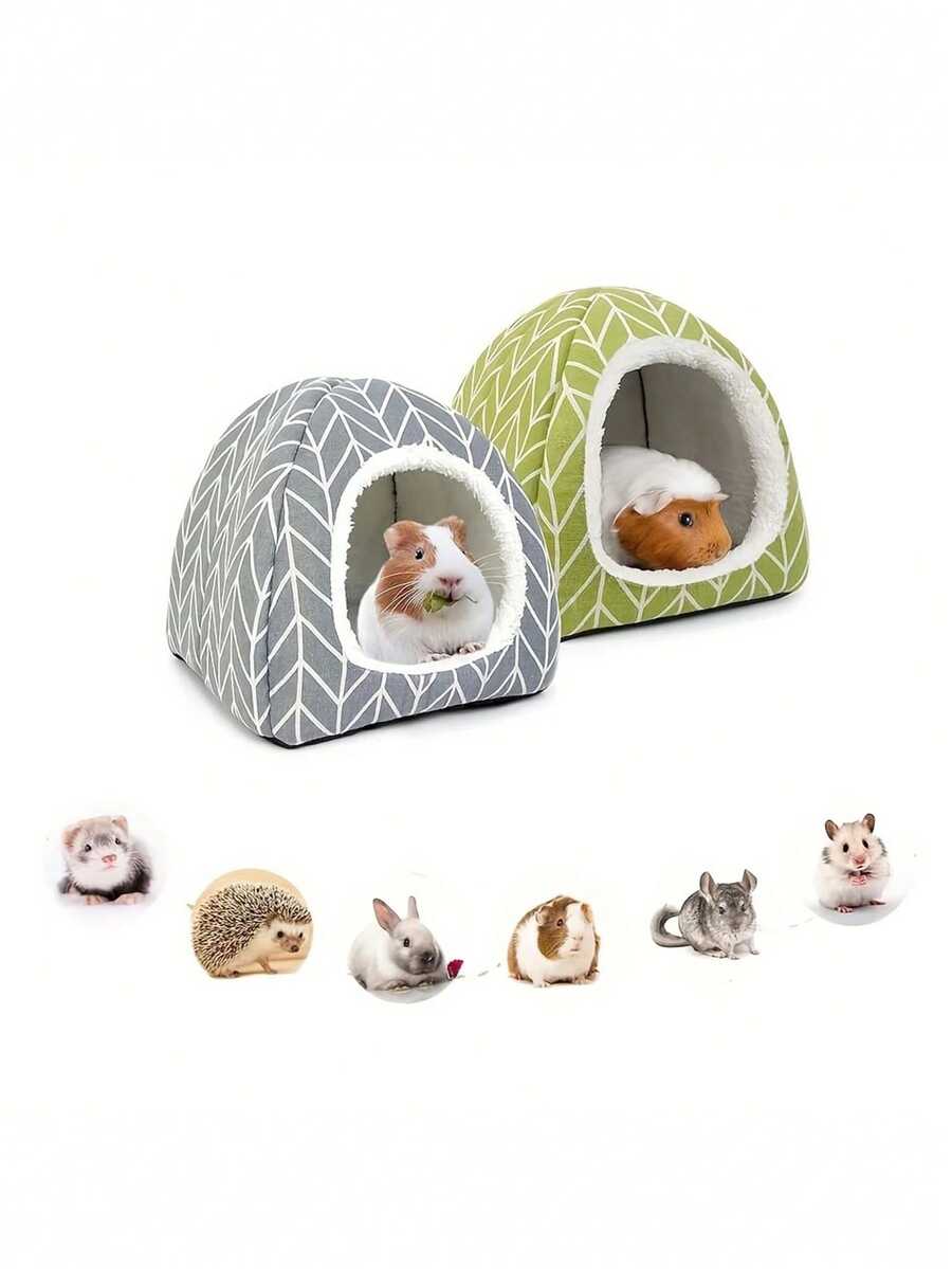 Pink strawberry pattern hamster bed hideaway nest made of soft polyester for small pets.