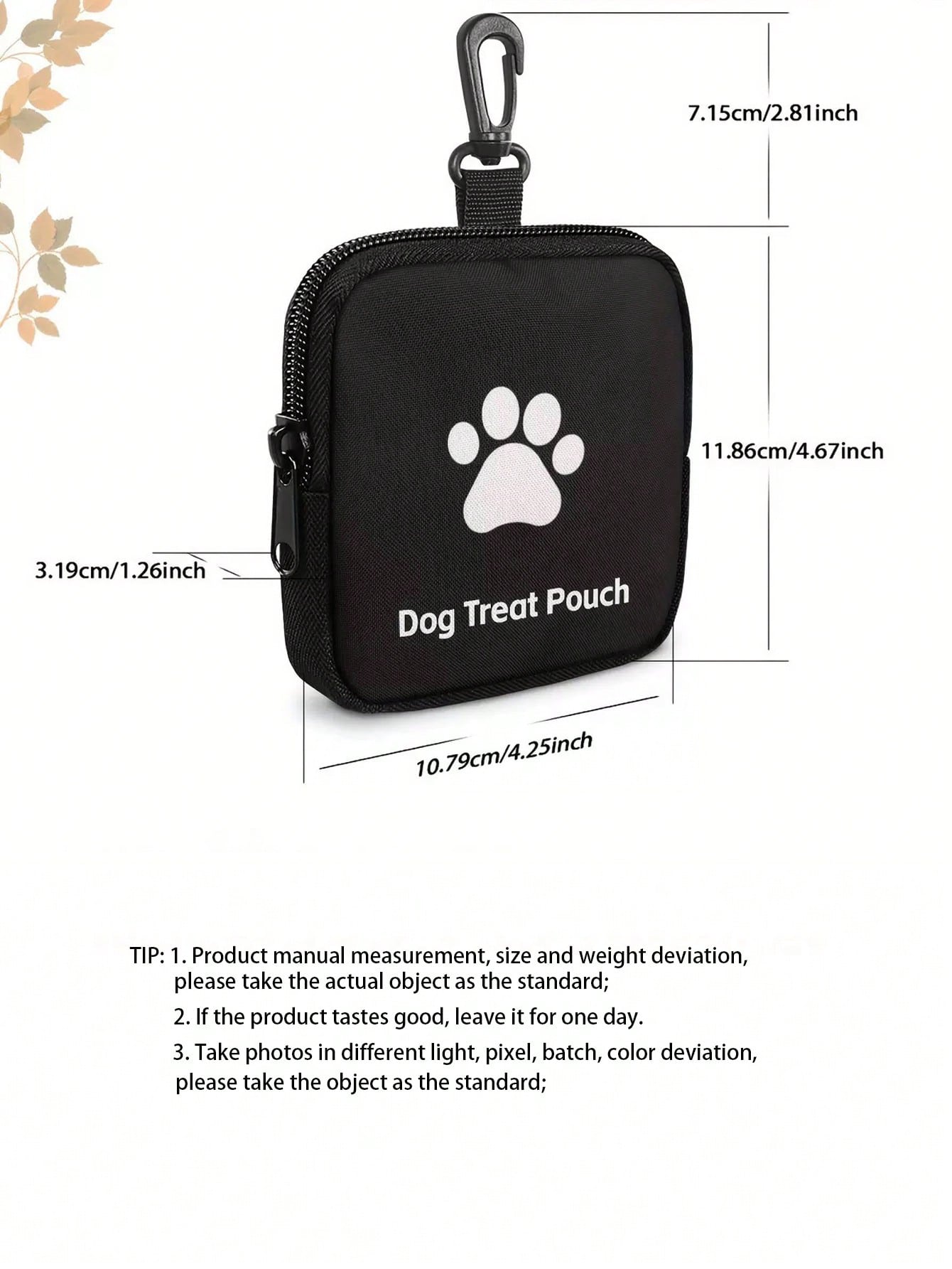 1 Pet Snack Bag; Zipper Closure Pet Training Snack Bag; Portable Pet Snack Bag; Pet Supplies