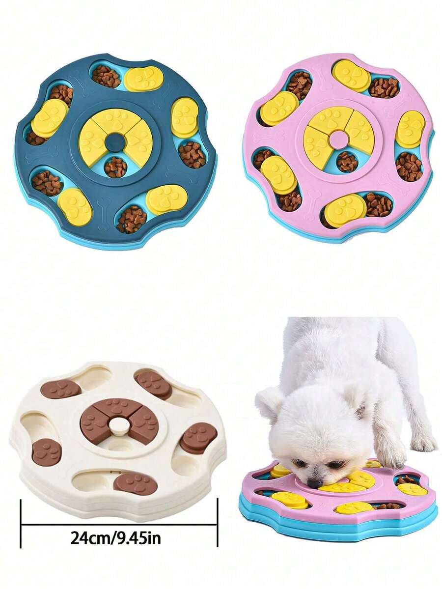 Multicolor PP plastic interactive dog puzzle slow feeder bowl for dogs and cats.