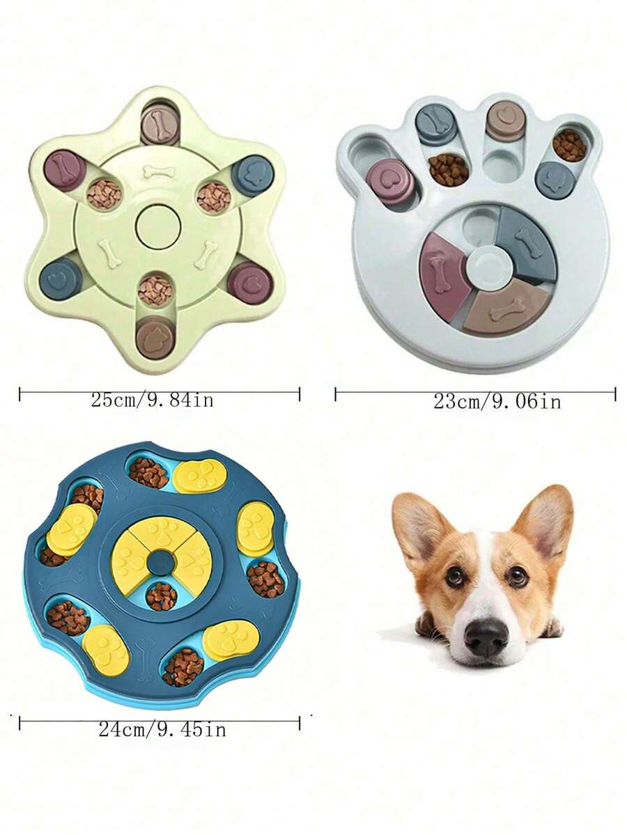Multicolor PP plastic interactive dog puzzle slow feeder bowl for dogs and cats.