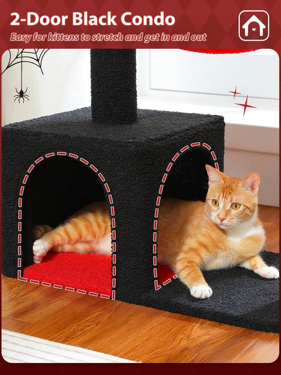 35-inch flower cat tree tower featuring a cozy metal frame hammock, spacious cat condo, and natural sisal scratching posts for indoor cats.