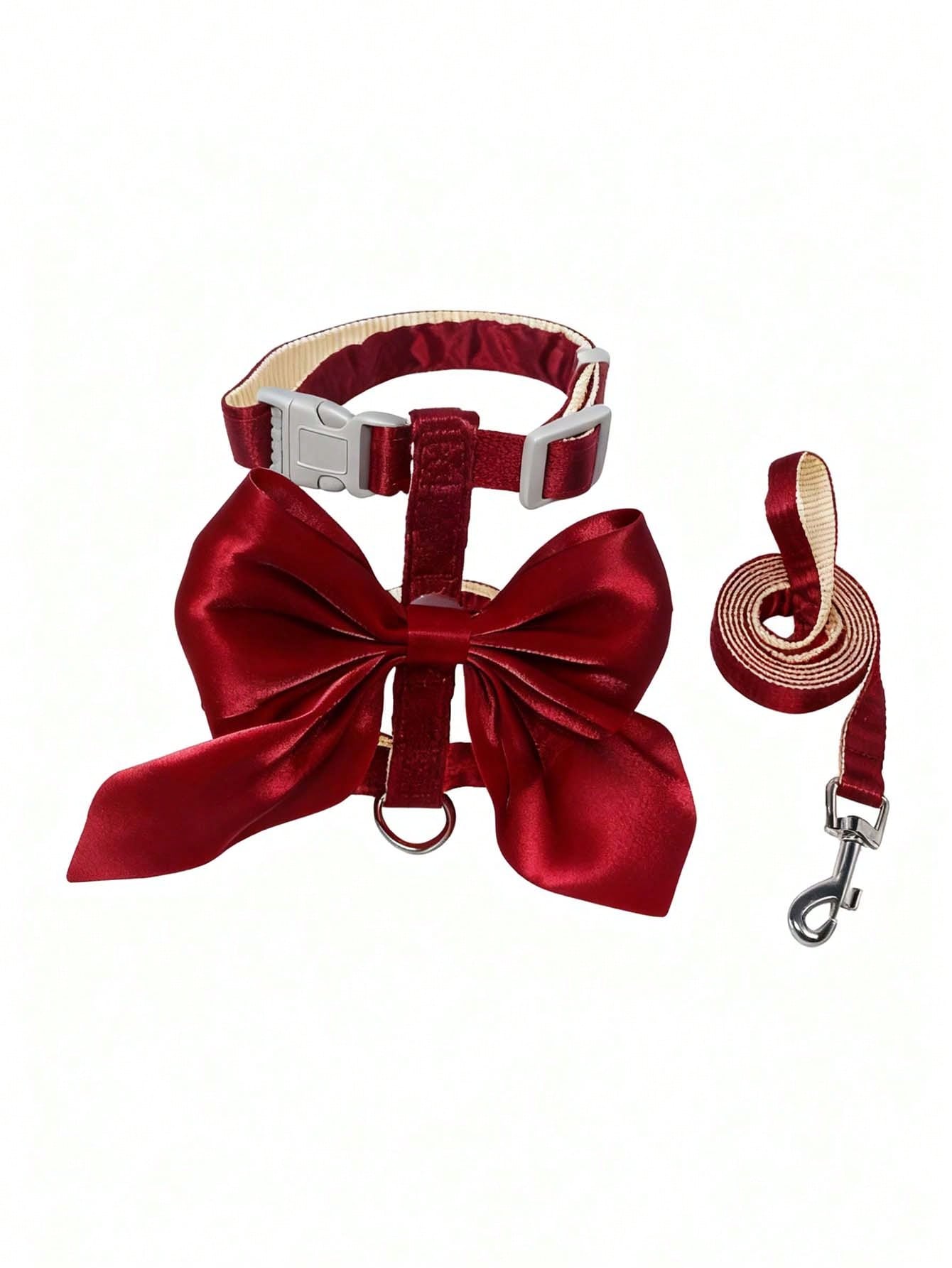 Multicolor polyester cat harness and leash set with bow-knot chest strap, escape-proof design, and soft comfortable fit for small and medium cats outdoors