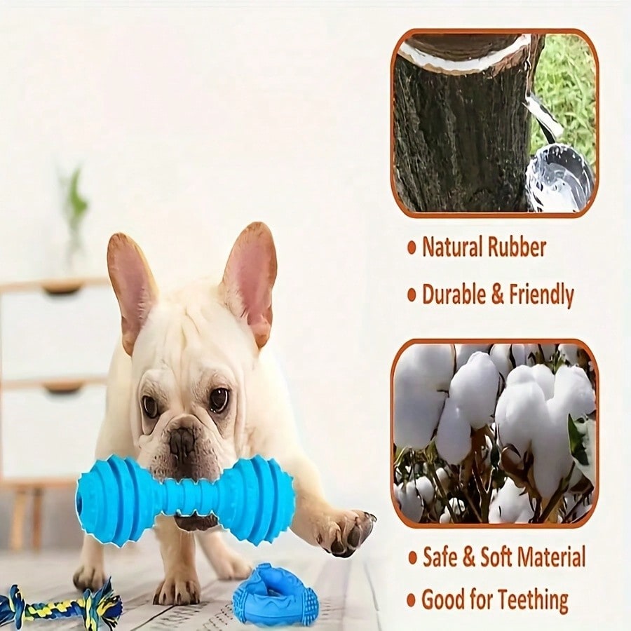 9pcs Random Color Dog Chew Toy Set - Braided Rope Knots And TPR Rubber Teeth Cleaning Toys Suitable For Small Dogs, Cute Puppy Ball Interactive Chewing Toys