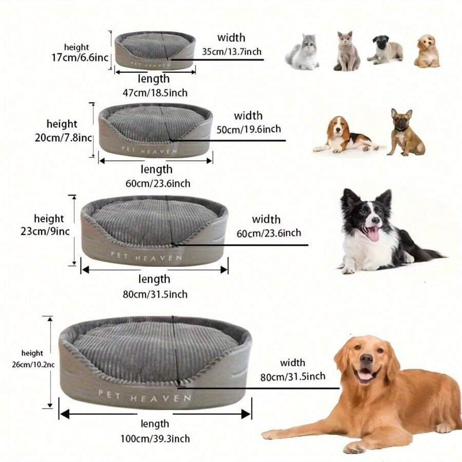 Grey washable round dog bed with dual-sided high and low side design filled with cotton for cats and dogs.