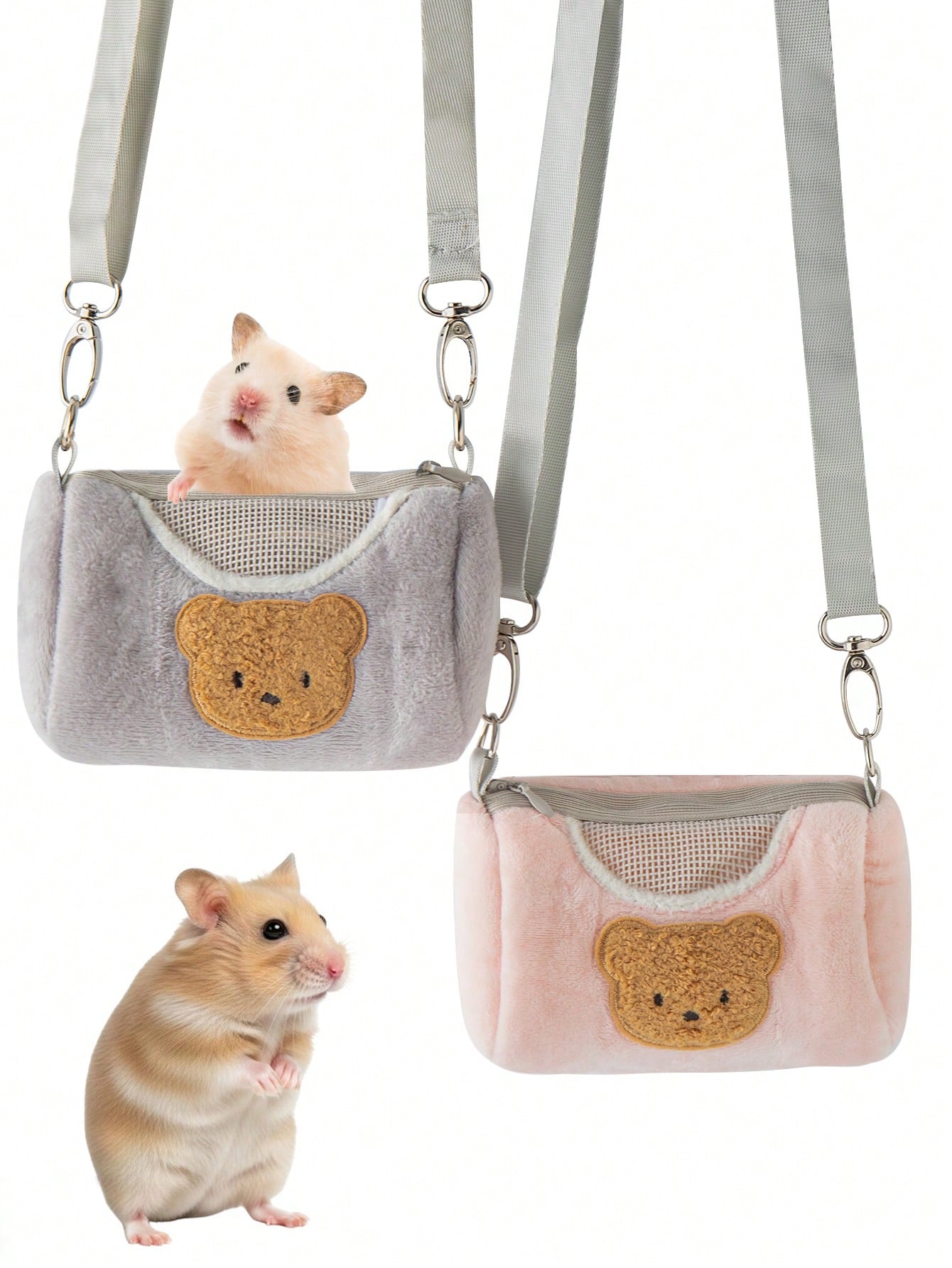 Multicolor hamster outdoor sling bag made of 100% polyester, designed as a warm portable carrier for small pets.
