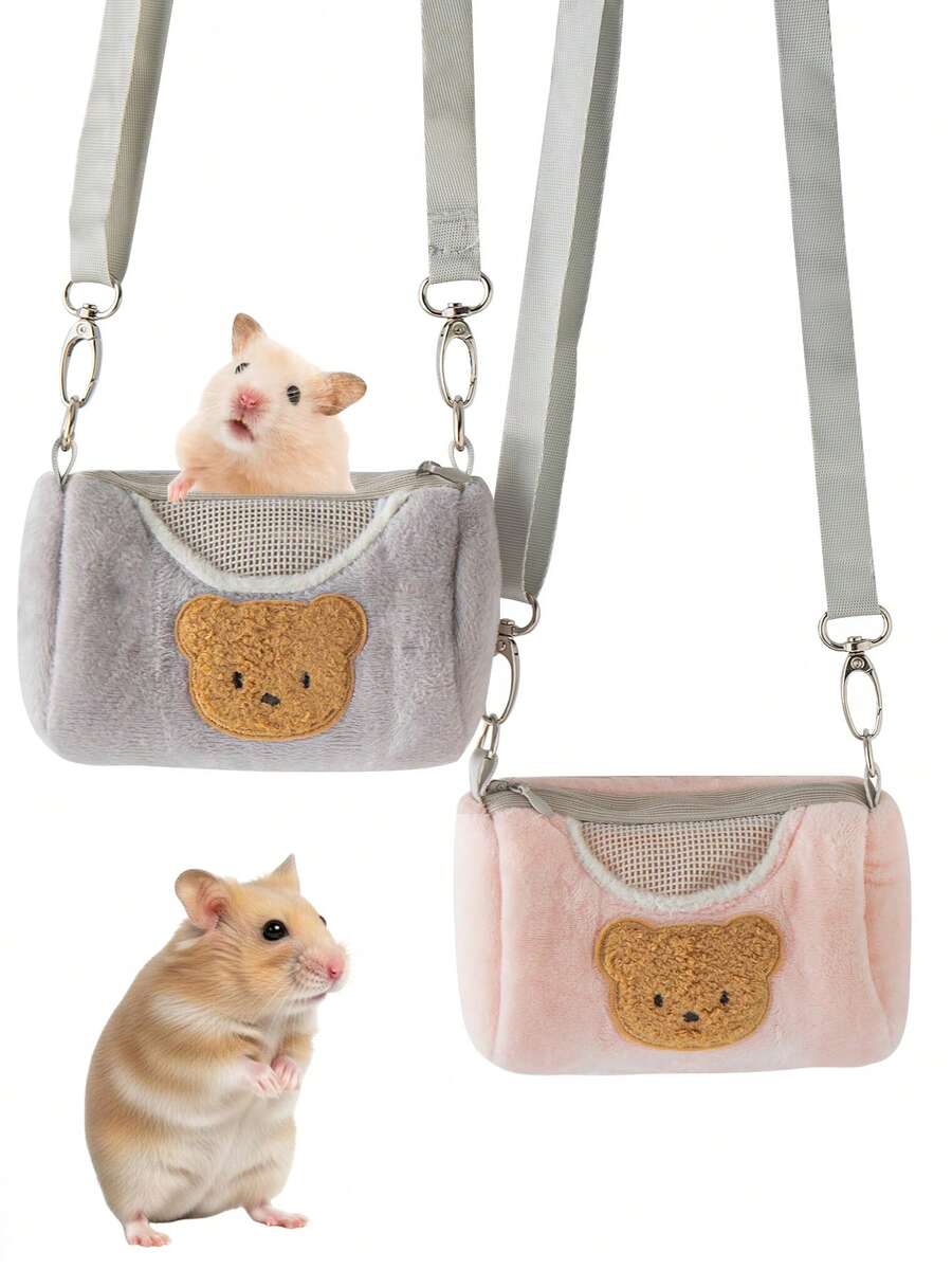 Multicolor hamster outdoor sling bag made of 100% polyester, designed as a warm portable carrier for small pets.