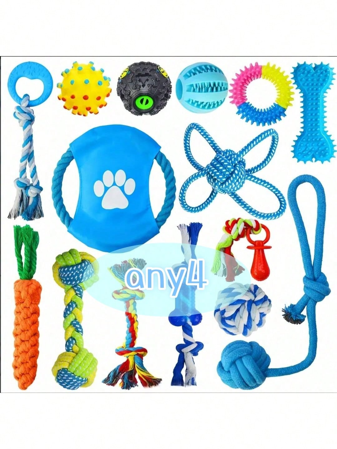 4pcs Pet Toy Set, Cute Durable Dog Toys, Dog , Ball, Rope Toys, Interactive Puzzle Toys, Dog Gifts (Random Style & Color)