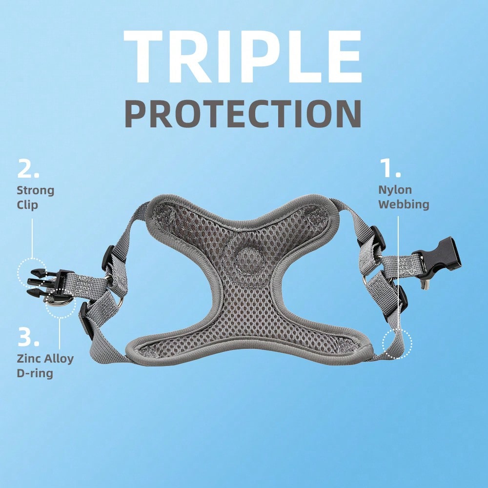 Adjustable padded dog harness set with leash in a reflective vest style for small and medium dogs, polyester colorblock design