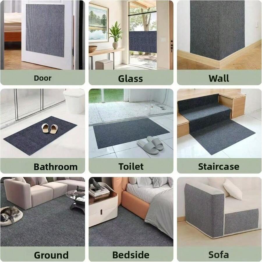 Multicolor self-adhesive cat scratch pad sticker made from 100% polyester fabric used as a furniture protector and scratching board for cats.