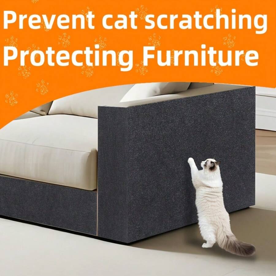 Multicolor self-adhesive cat scratch pad sticker made from 100% polyester fabric used as a furniture protector and scratching board for cats.