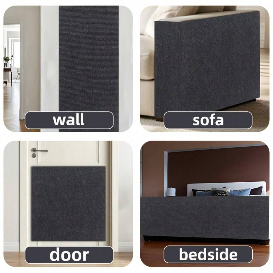 Multicolor self-adhesive cat scratch pad sticker made from 100% polyester fabric used as a furniture protector and scratching board for cats.