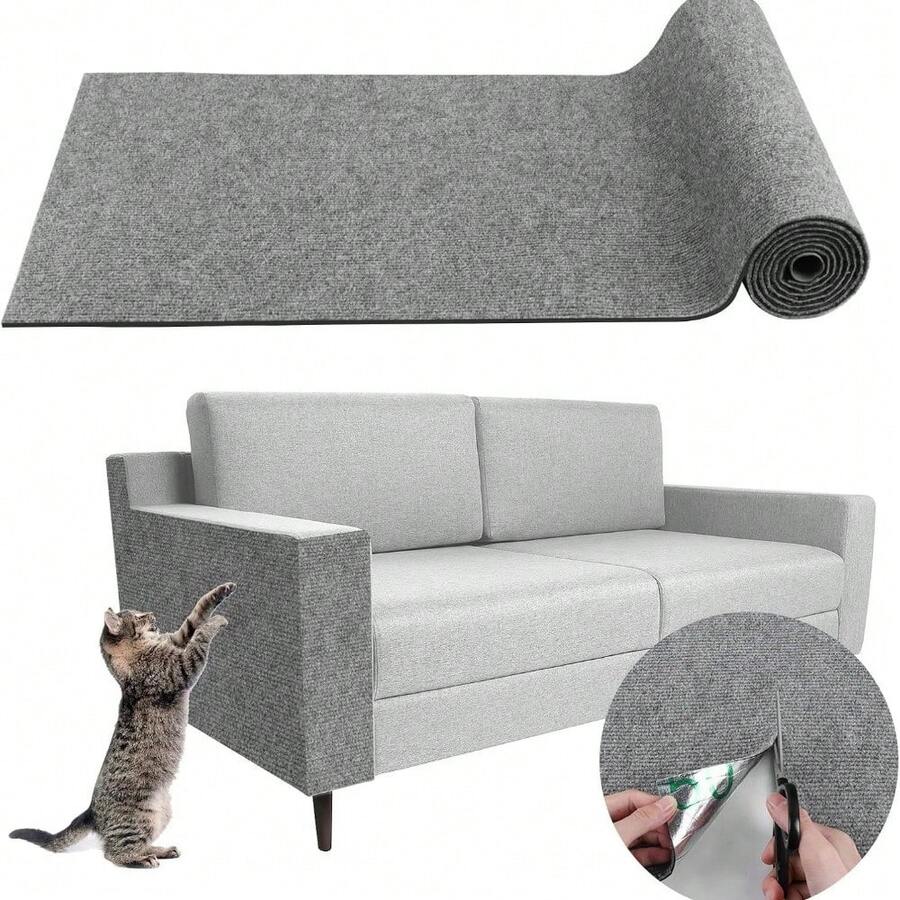 Multicolor self-adhesive cat scratch pad sticker made from 100% polyester fabric used as a furniture protector and scratching board for cats.