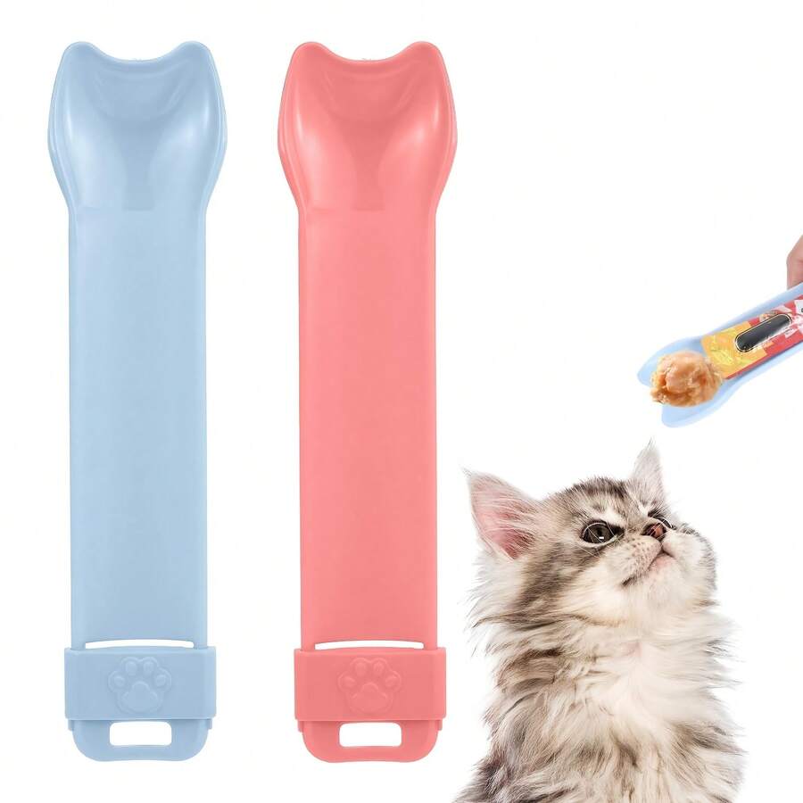 Multicolor cat squeeze tube feeder tool designed for dispensing liquid snacks and licking wet treats to cats.