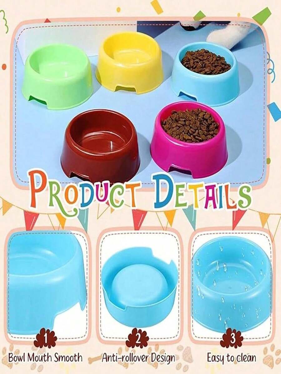 Set of 4 multicolor 300ml plastic pet feeding bowls for cats and dogs