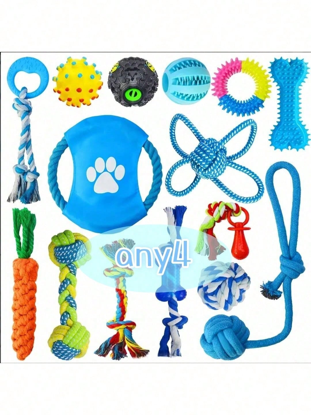 4pcs Pet Toy Set, Cute Durable Dog Toys, Dog , Ball, Rope Toys, Interactive Puzzle Toys, Dog Gifts (Random Style & Color)