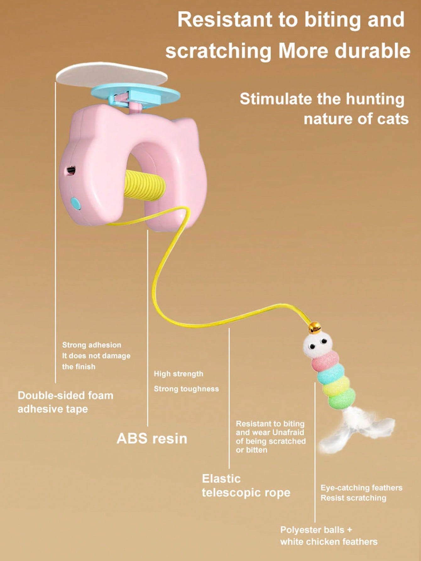 This Interactive Cat Toy Can Move The Ball Up And Down Automatically Without Manual Operation, Stimulating The Cat's Hunting Instinct. Made Of Durable Plastic, USB Rechargeable, And Easy To Install.