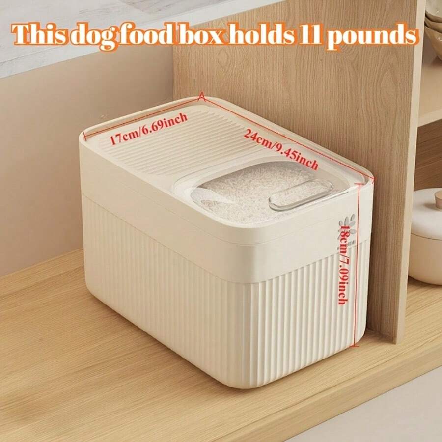 White airtight pet food storage container with easy-open lid and leak-proof seal for dry dog and cat food
