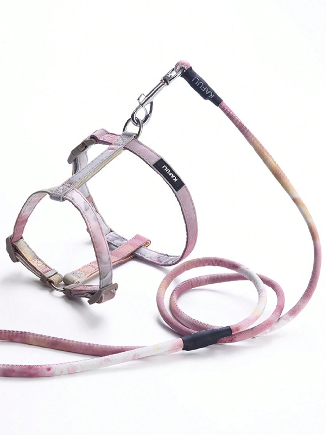 Adjustable multicolor gradient pet cat leash set with harness vest for cats and small dogs