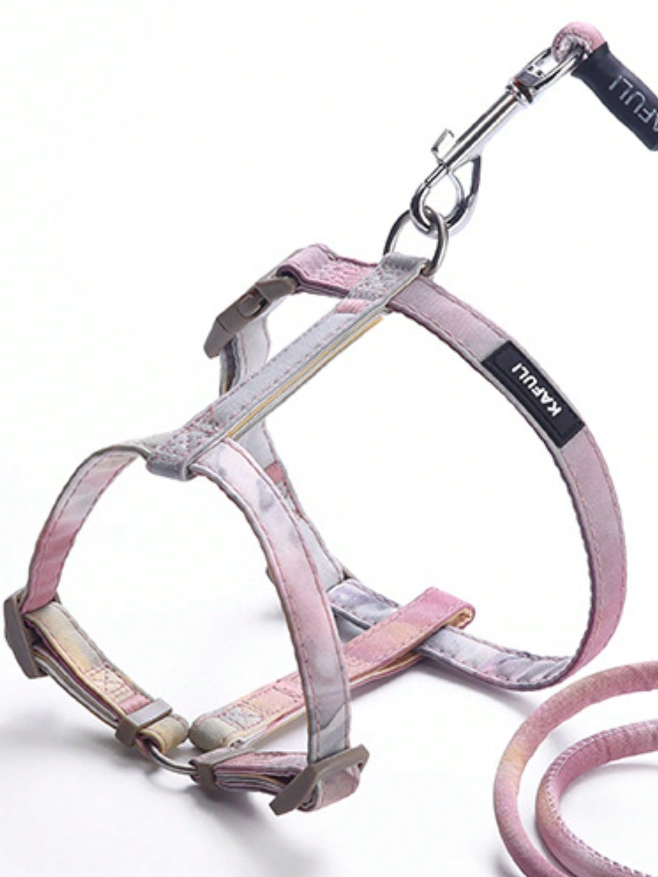 Adjustable multicolor gradient pet cat leash set with harness vest for cats and small dogs