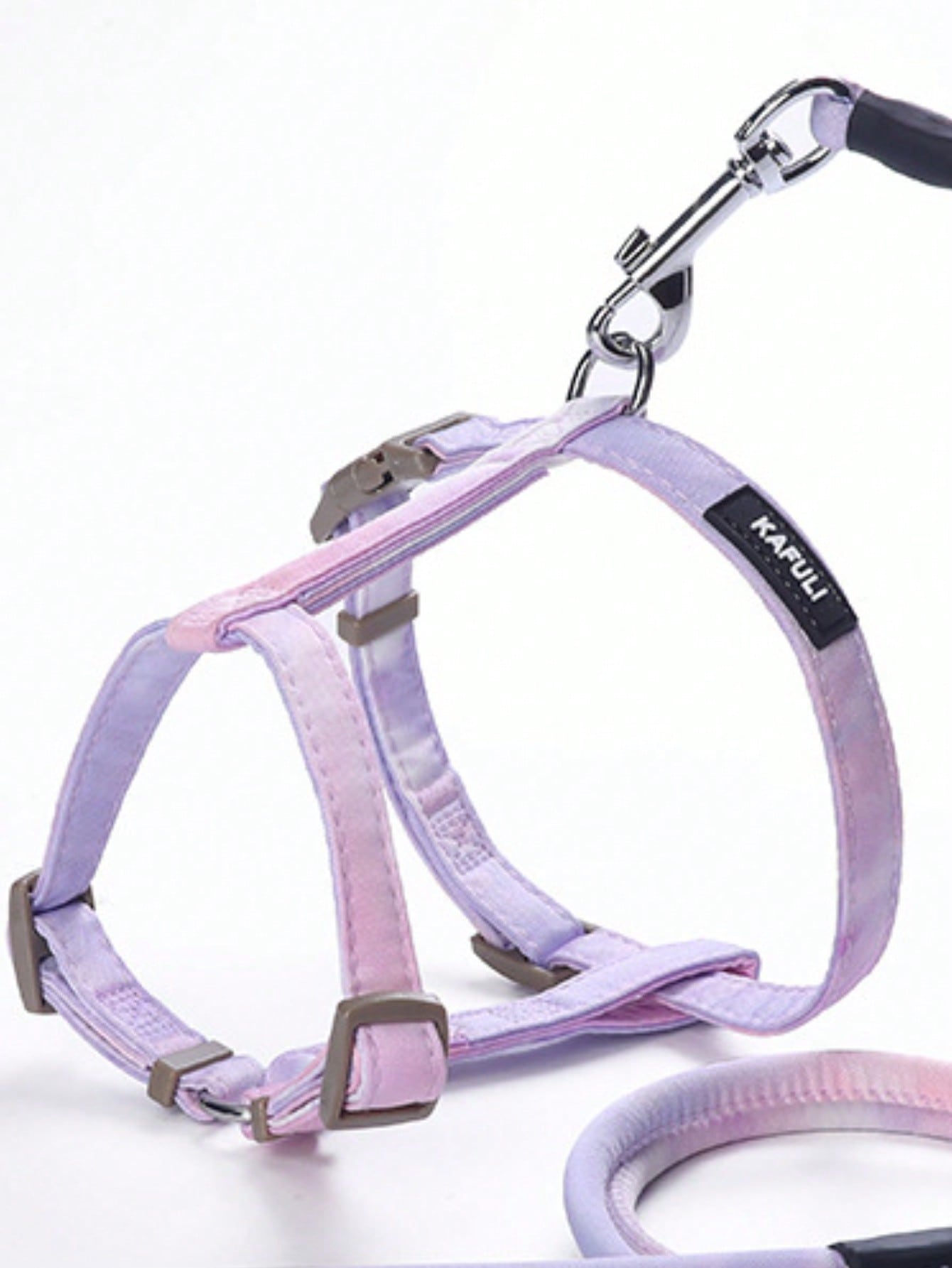 Adjustable multicolor gradient pet cat leash set with harness vest for cats and small dogs