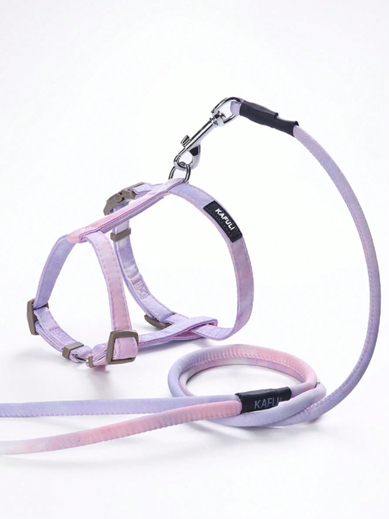 Adjustable multicolor gradient pet cat leash set with harness vest for cats and small dogs