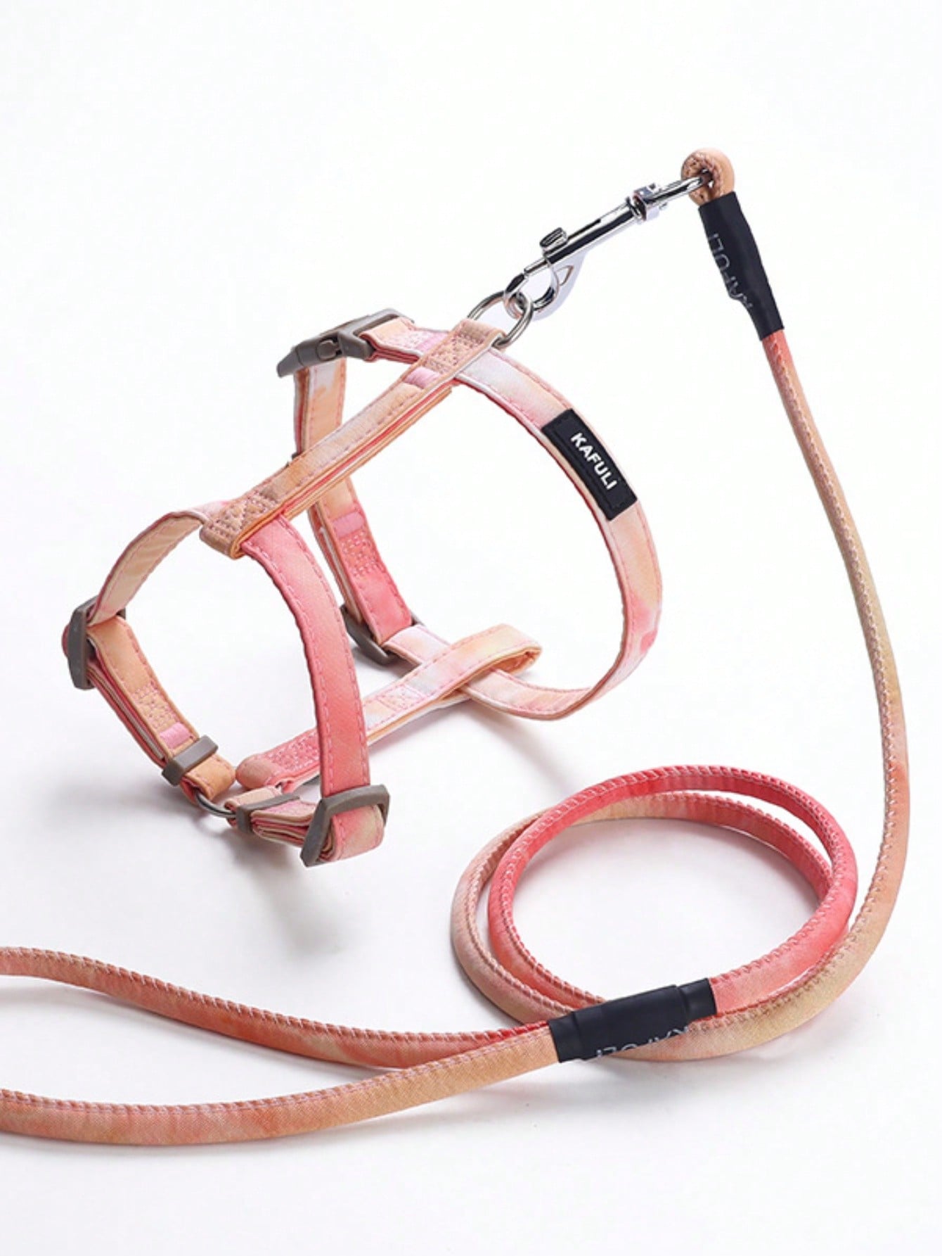 Adjustable multicolor gradient pet cat leash set with harness vest for cats and small dogs
