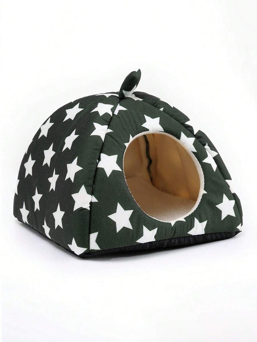 Pink strawberry pattern hamster bed hideaway nest made of soft polyester for small pets.
