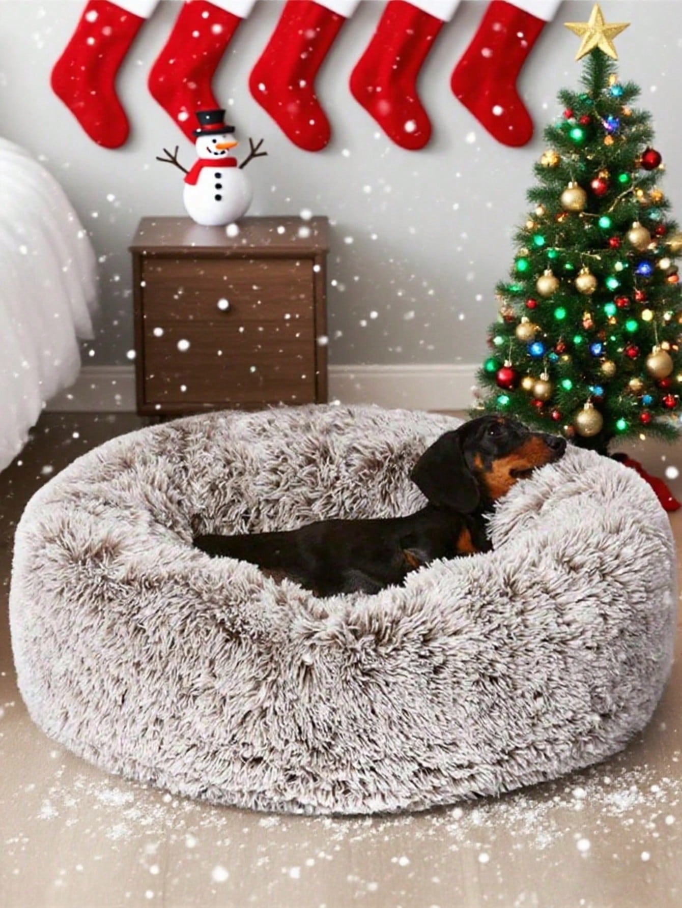 Local1pc Plush Round Pet Bed Comfortable And Warm Suitable For Large, Medium And Small Cats And Dogs Sleeping In Four Seasons