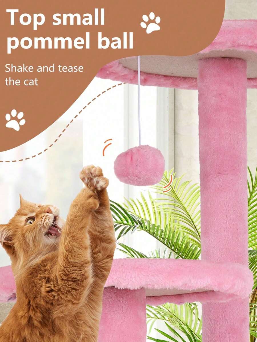 Dark grey 53.9-inch multi-level cat tree tower with dual condos, natural sisal scratching posts, climbing ladder, and plush perches for indoor cats.