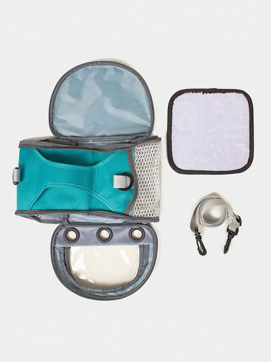 Multicolor portable pet carrier bag made of polyester oxford cloth for transporting small pets, cats, and dogs.