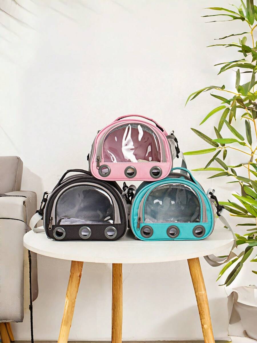 Multicolor portable pet carrier bag made of polyester oxford cloth for transporting small pets, cats, and dogs.