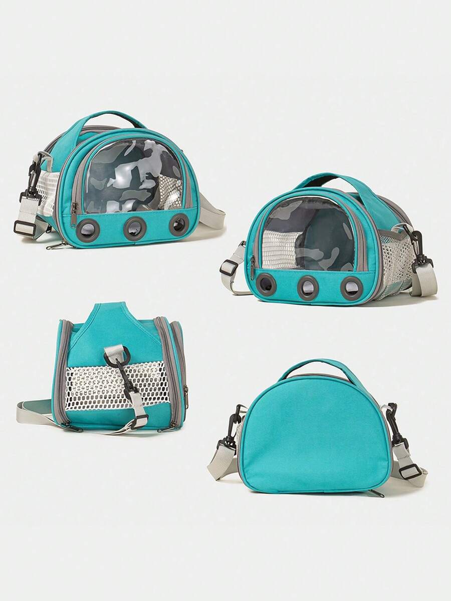 Multicolor portable pet carrier bag made of polyester oxford cloth for transporting small pets, cats, and dogs.