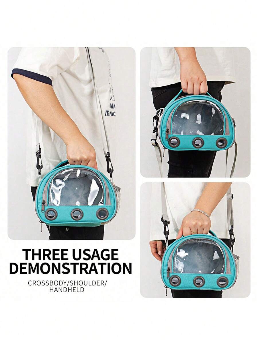 Multicolor portable pet carrier bag made of polyester oxford cloth for transporting small pets, cats, and dogs.
