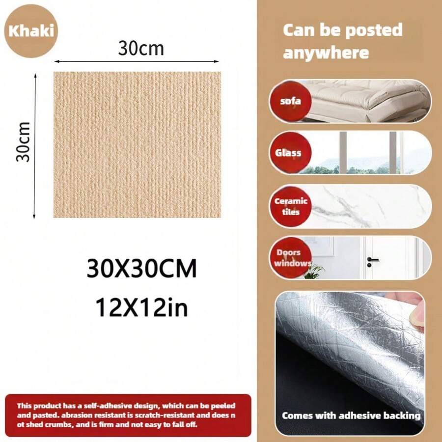 Multicolor self-adhesive cat scratch pad sticker made from 100% polyester fabric used as a furniture protector and scratching board for cats.