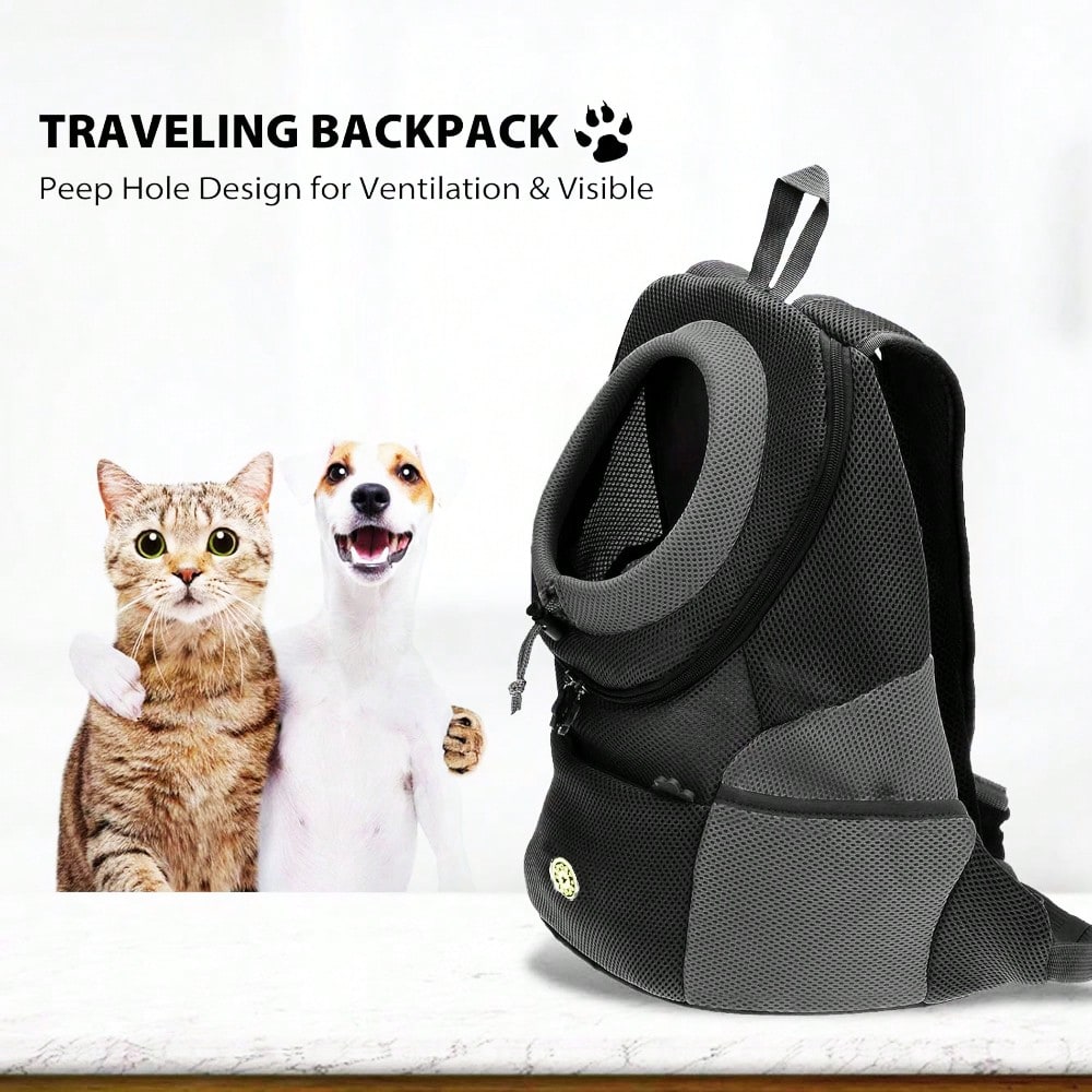 LocalBreathable Pet Dog Carrier Backpack With Adjustable Shoulder Straps, Side Storage Pockets, Front/Back Facing Design, And Safety Leash, Suitable For Small Dogs And Cats, Convenient For Travel, Hiking, Cycling And Outdoor Activities