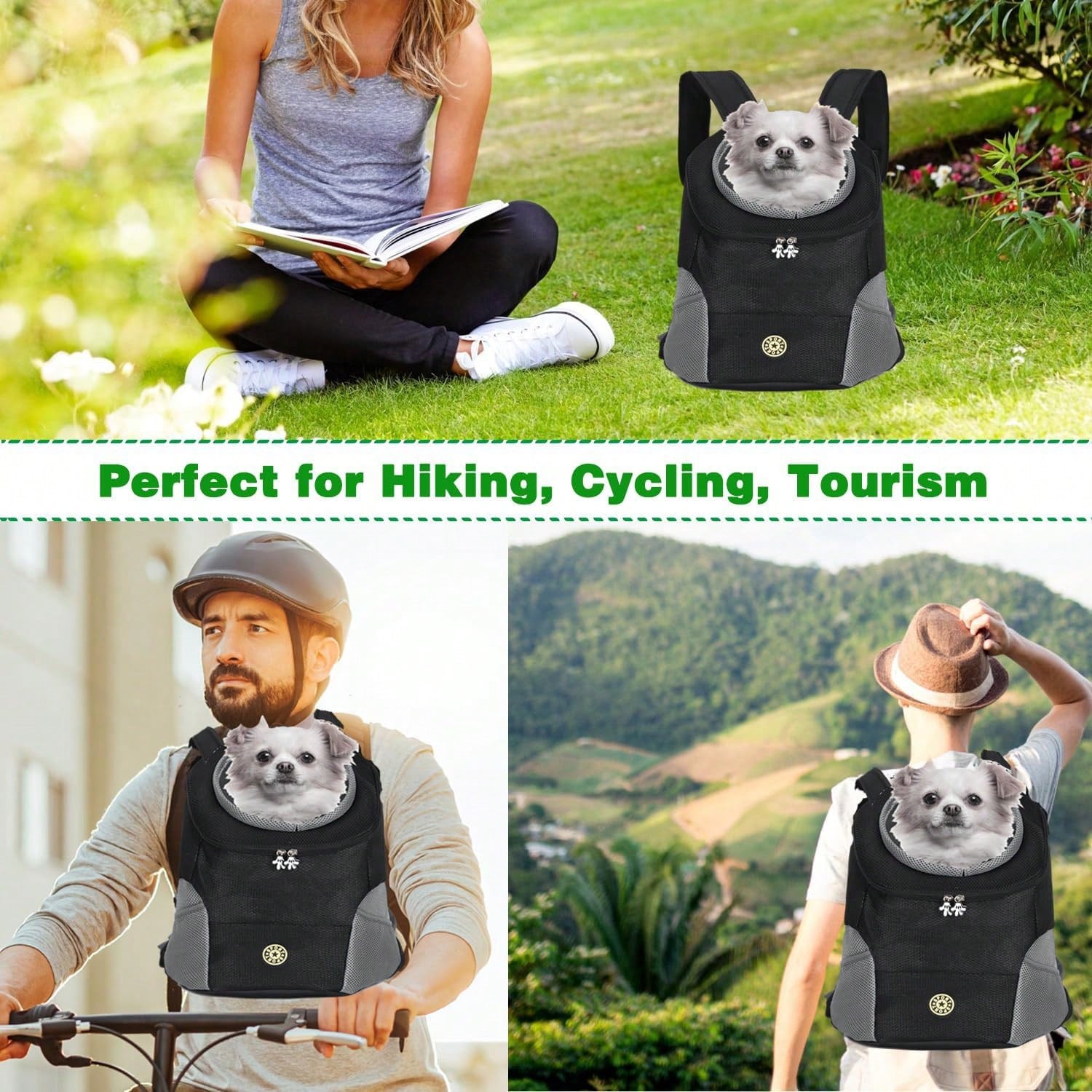 LocalBreathable Pet Dog Carrier Backpack With Adjustable Shoulder Straps, Side Storage Pockets, Front/Back Facing Design, And Safety Leash, Suitable For Small Dogs And Cats, Convenient For Travel, Hiking, Cycling And Outdoor Activities