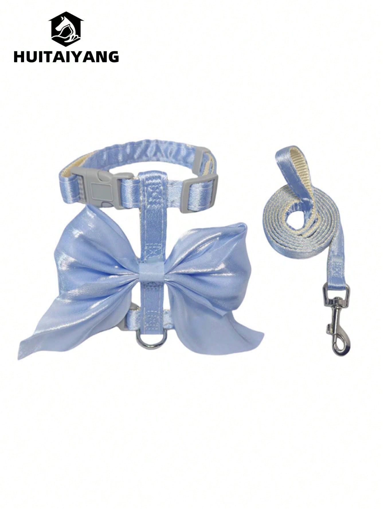2-piece X-shape polyester pet leash and harness set with angel wing chest strap decor for cats and small to medium dogs