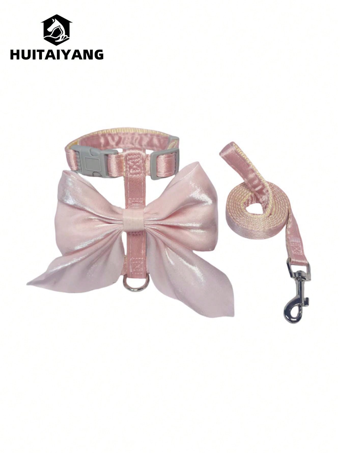 2-piece X-shape polyester pet leash and harness set with angel wing chest strap decor for cats and small to medium dogs
