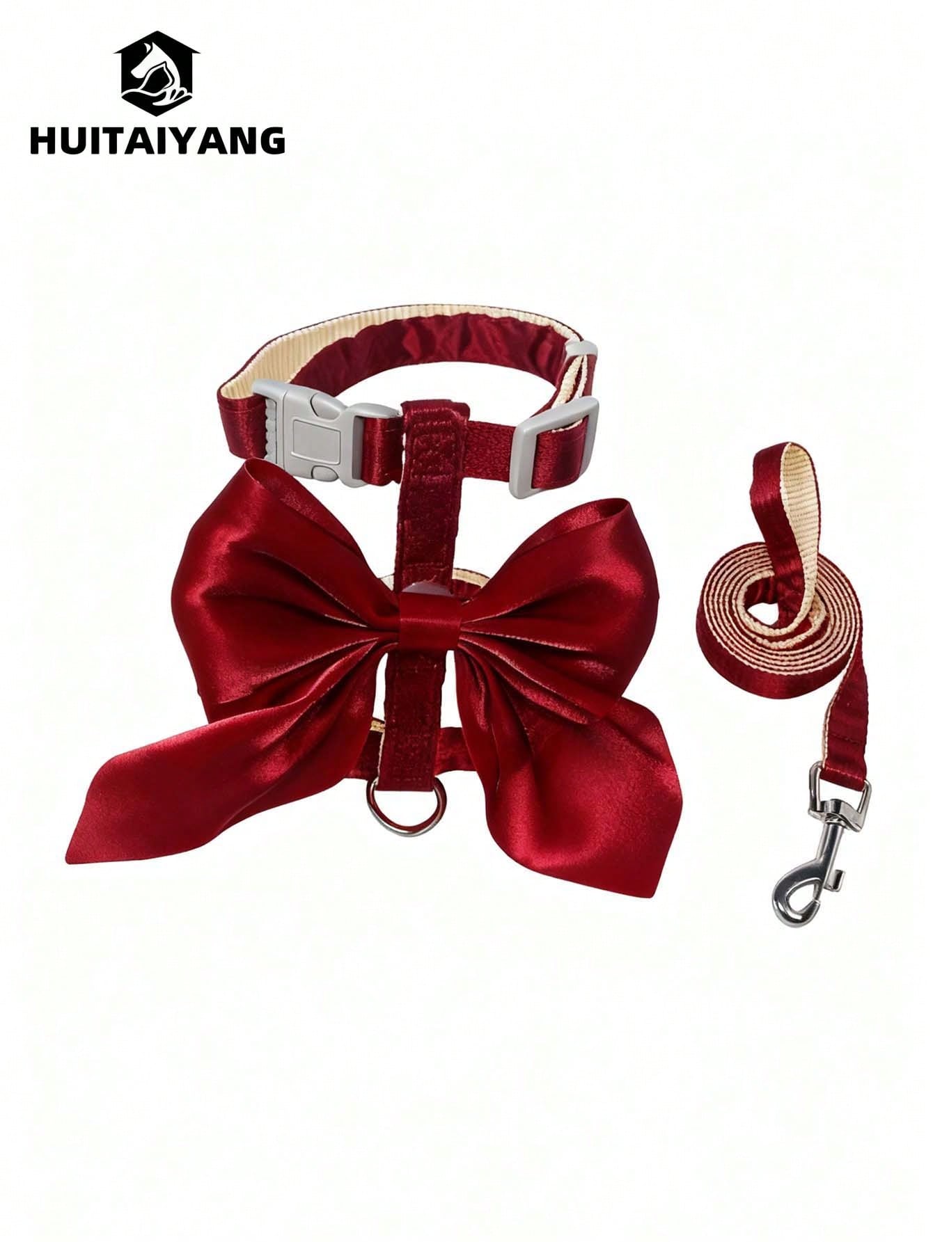 2-piece X-shape polyester pet leash and harness set with angel wing chest strap decor for cats and small to medium dogs