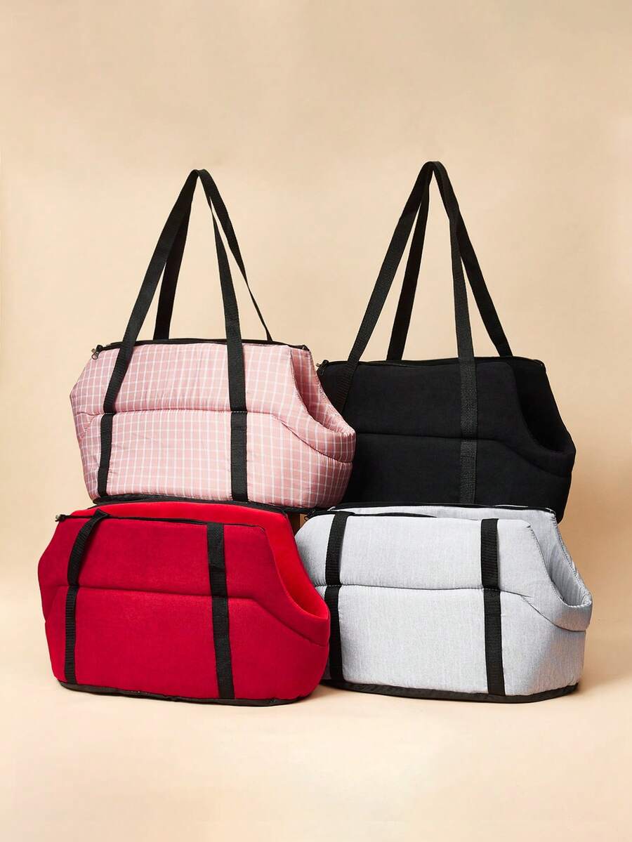 Multicolor foldable pet carrier bag featuring breathable polyester mesh, outdoor shoulder sling straps, and backpack carrier design for cats and dogs.