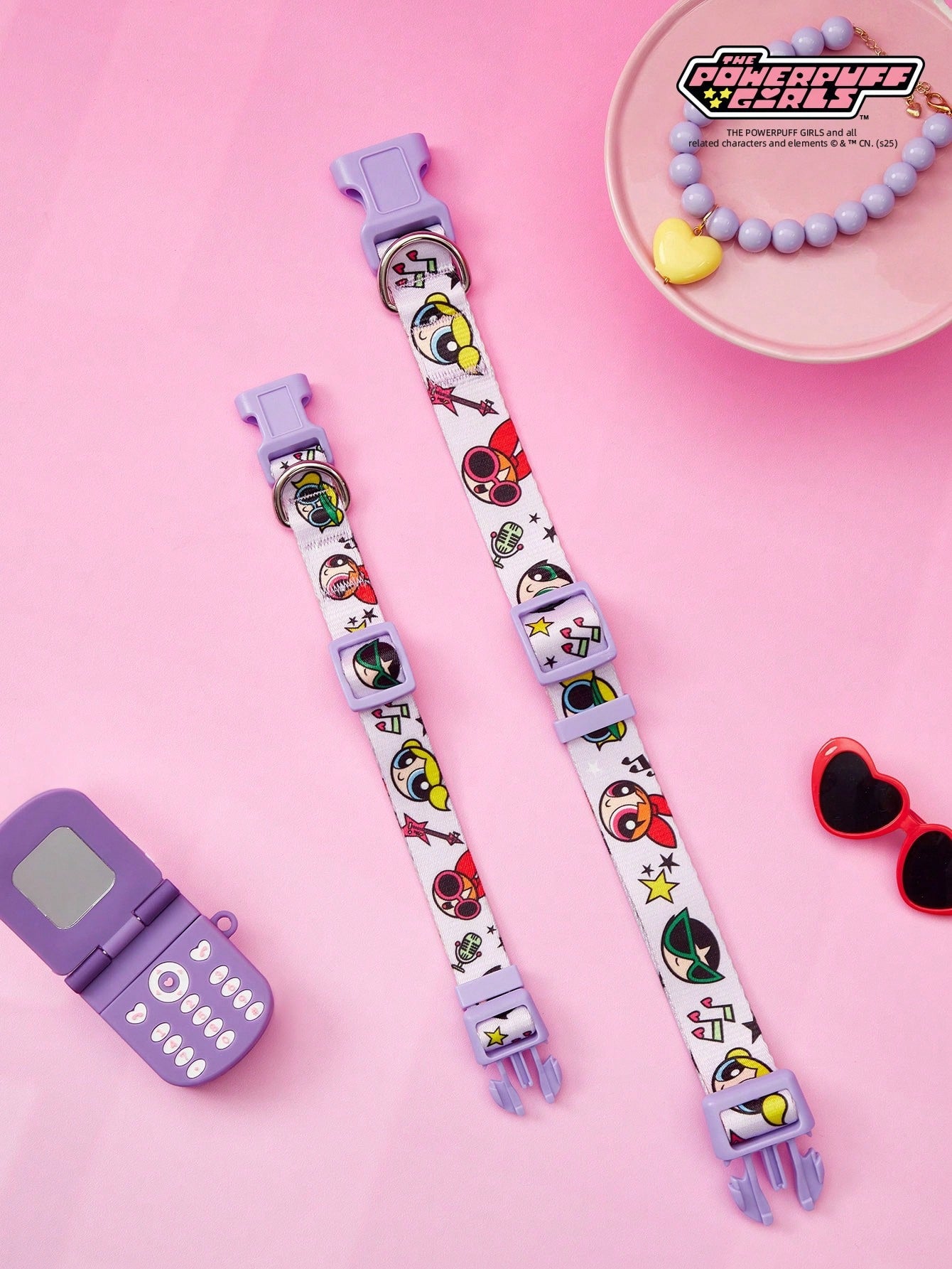 Multicolor strawberry plaid printed polyester pet harness and leash set for cats and dogs