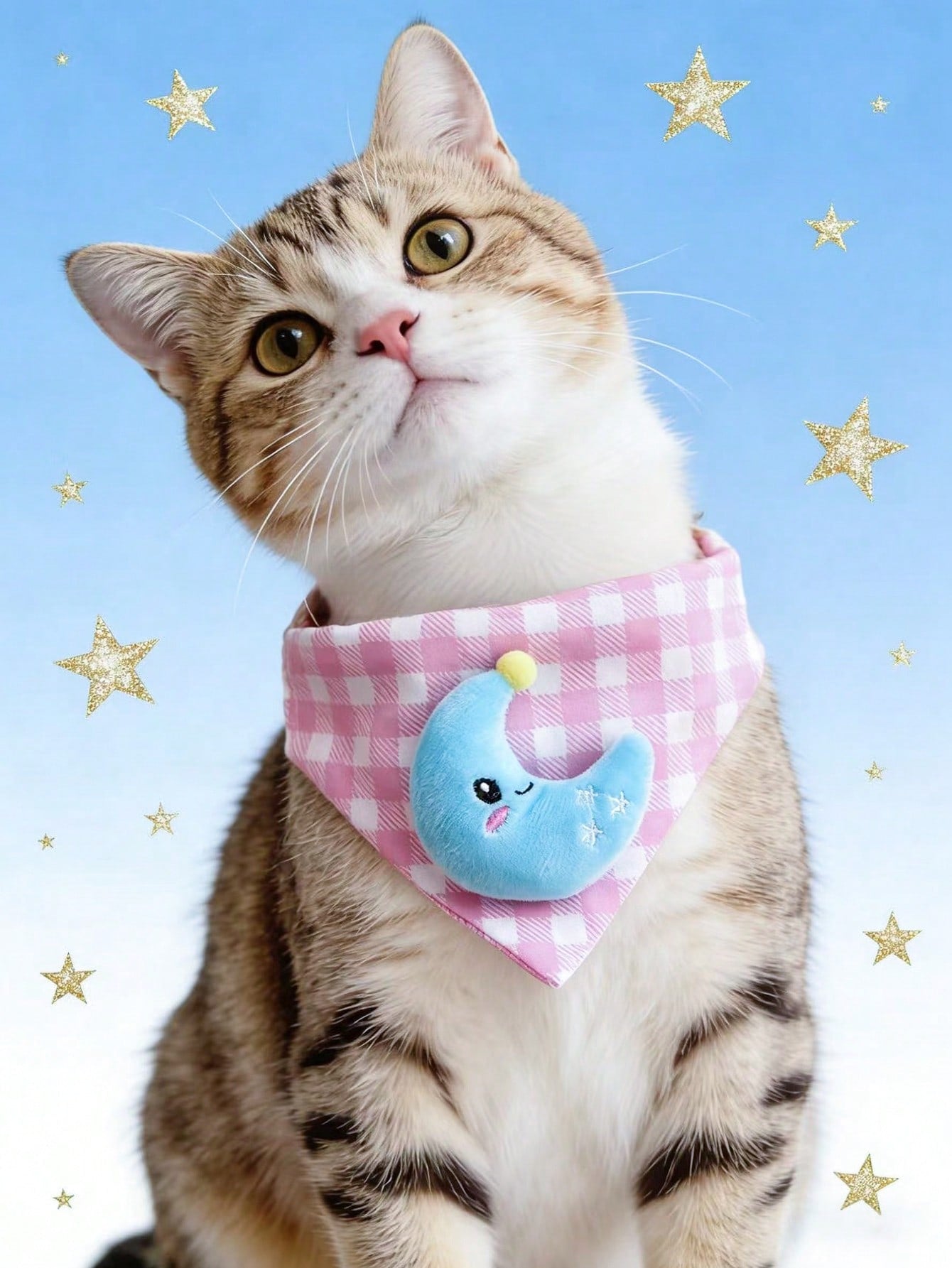 Multicolor polyester triangular pet bandana collar with cartoon design for cats and dogs, used as a cute drooling towel and pet accessory.