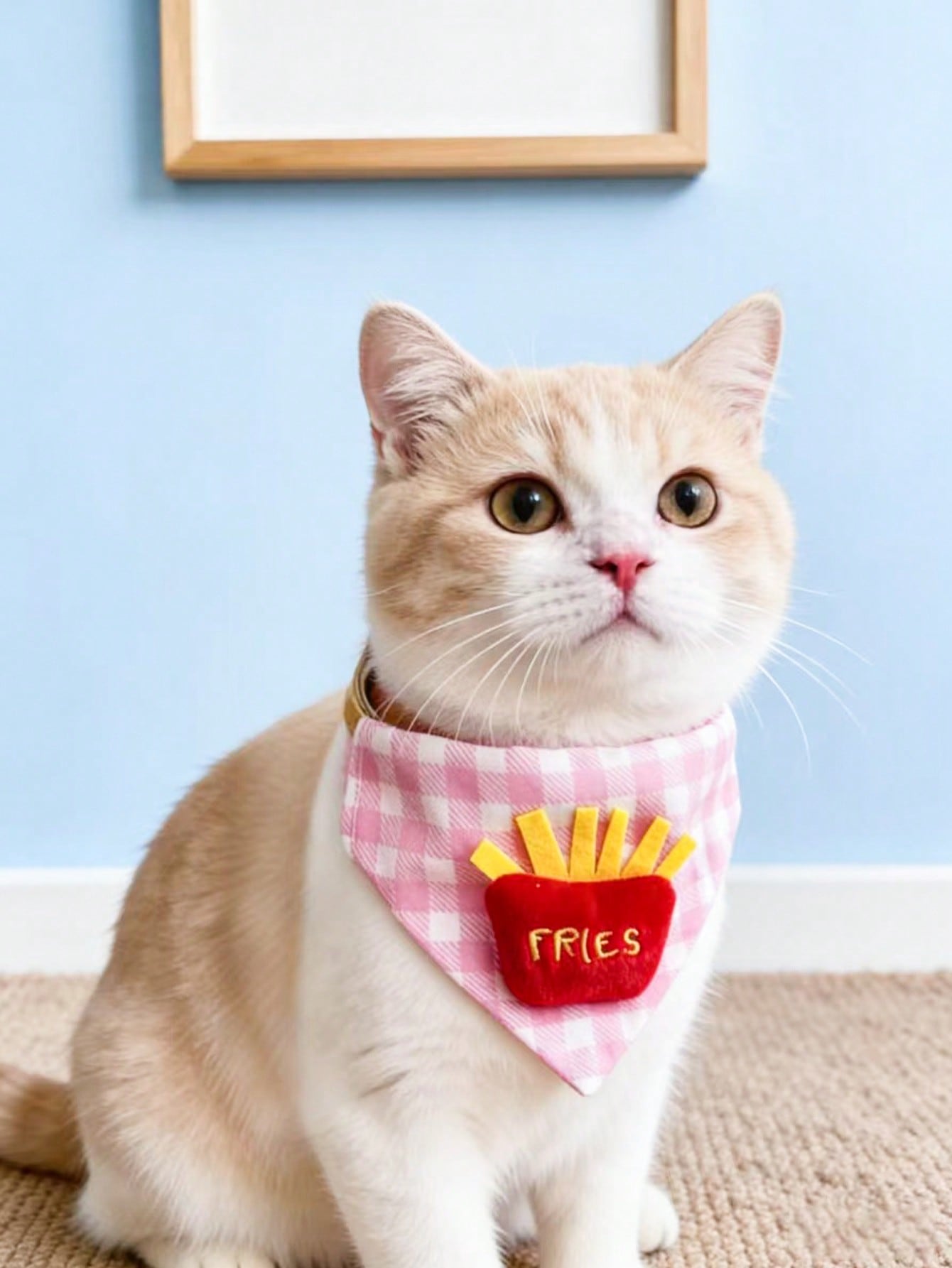 Multicolor polyester triangular pet bandana collar with cartoon design for cats and dogs, used as a cute drooling towel and pet accessory.