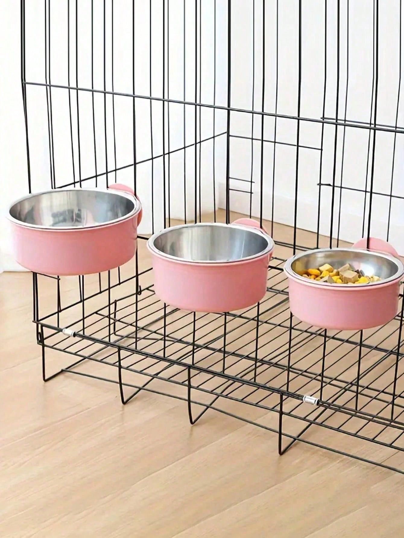 Hanging Dog Bowl, Detachable Stainless Steel Dog Food & Water Bowl, 2-In-1 Adjustable Pet Cage Feeder Bowl, Pet Supplies