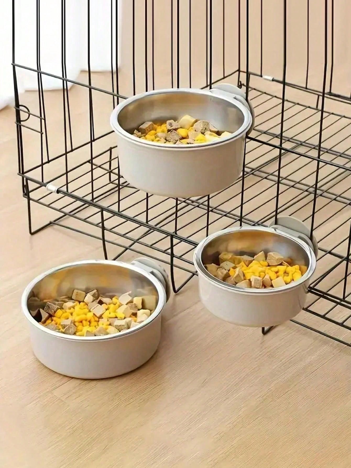 Hanging Dog Bowl, Detachable Stainless Steel Dog Food & Water Bowl, 2-In-1 Adjustable Pet Cage Feeder Bowl, Pet Supplies