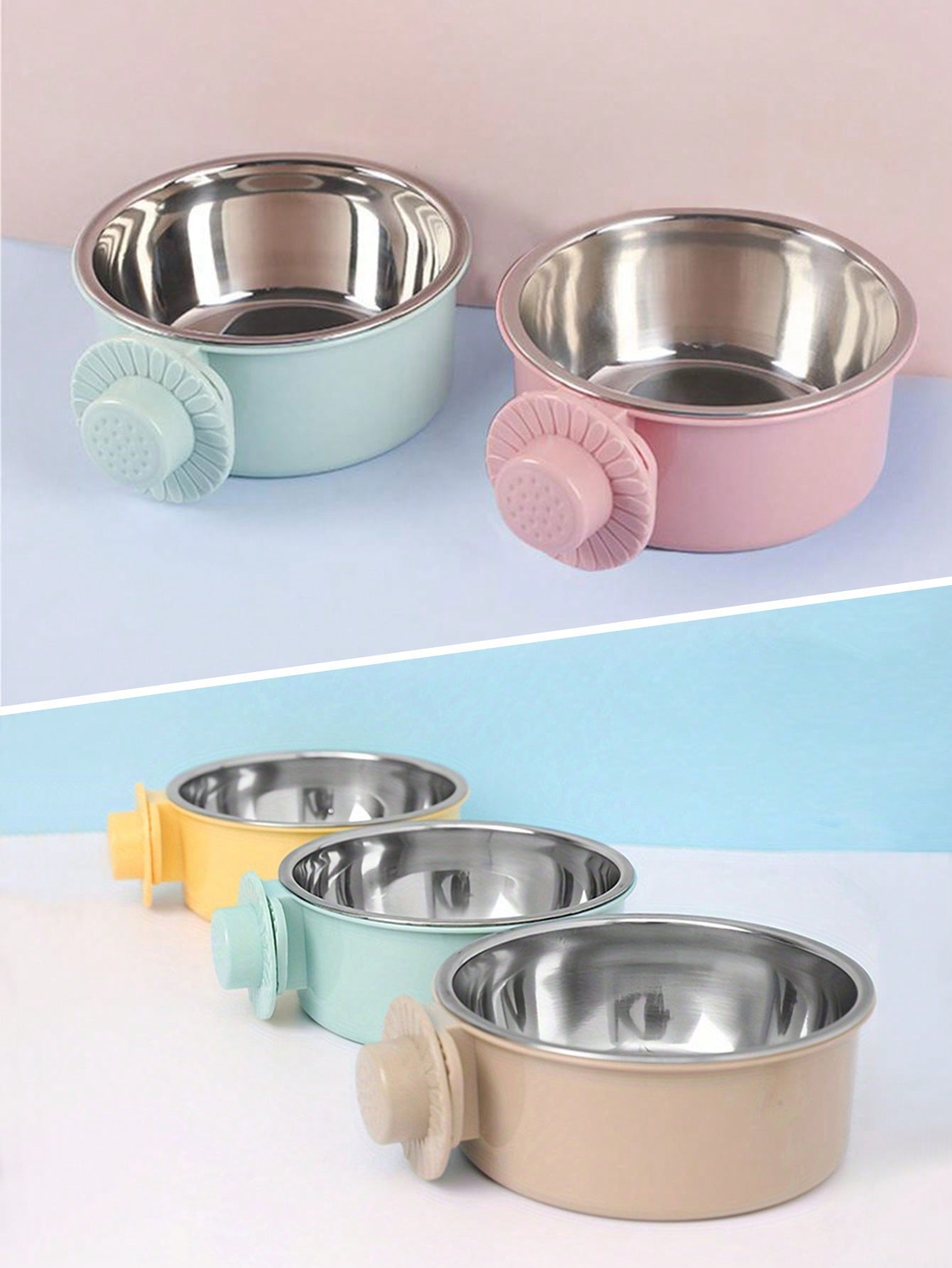 Hanging Dog Bowl, Detachable Stainless Steel Dog Food & Water Bowl, 2-In-1 Adjustable Pet Cage Feeder Bowl, Pet Supplies