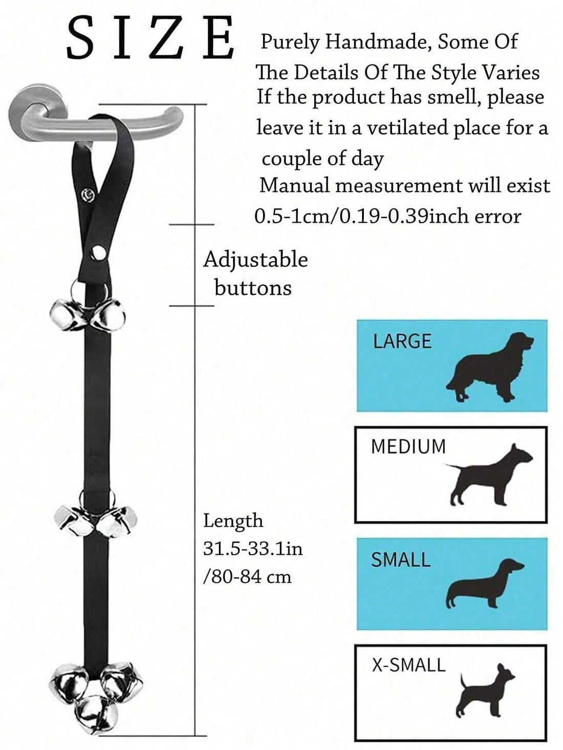 7pcs Extra Large & Loud 1.4" Adjustable Dog Doorbell, Potty Training, Easy To Train Puppies To Ring The Bell