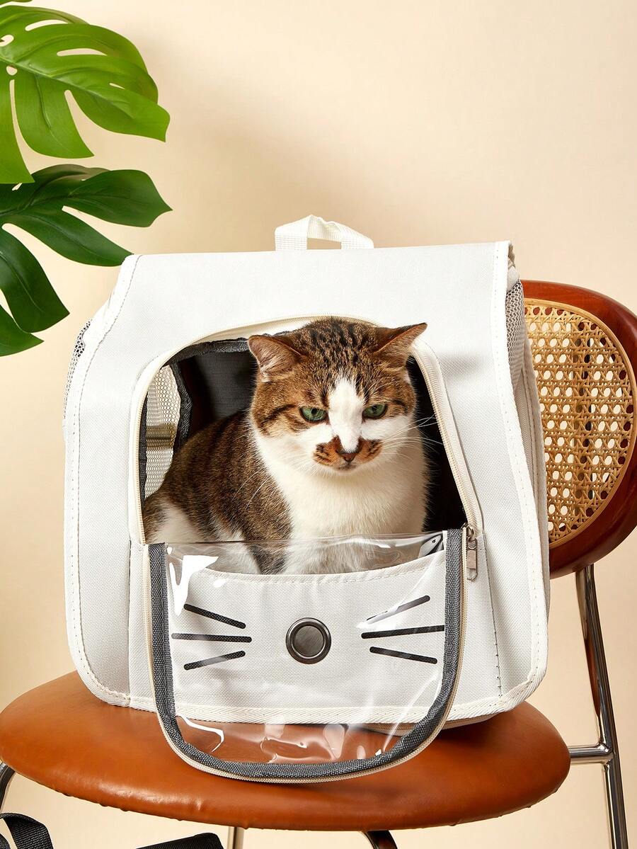 Multicolor Oxford cloth transparent breathable pet carrier backpack for carrying small dogs and cats up to 5.5kg.