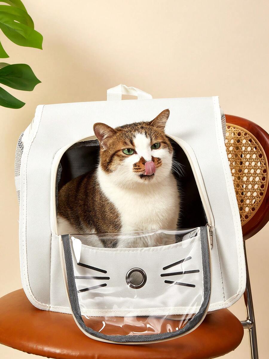 Multicolor Oxford cloth transparent breathable pet carrier backpack for carrying small dogs and cats up to 5.5kg.